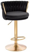 LuxuryForm DESIGN Barová stolička LYON VELUR na zlatom tanieri - čierna