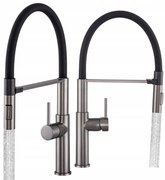 Gamma Vento New, stojanková drezová batéria s flexibilným ramenom, 2-funkčný výtok, grafitová matná, GMA-BVONK-GG