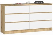 Komoda Kuba 140 cm 6 zásuviek dub artisan/biela