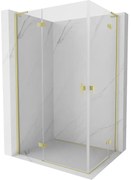 Mexen Mist-H L Duo, 2-krídlový sprchový kút 120 x 75 cm, číre sklo, zlatý matný profil, 8A5L-120L-075P-55-00