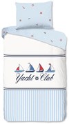 Biele/modré bavlnené obliečky na jednolôžko 140x200 cm Yachtclub – Good Morning