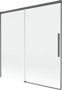 Mexen Rox, 2-krídlová posuvná vaňová zástena 160 x 150 cm, 8mm číre sklo, brúsený grafit profil, 8C9-160-001-66-00