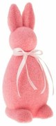 Veľkonočná dekorácia zajac s mašľou, ružová, 13 x 11 x 30 cm