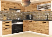 Kuchynská linka Belini 360 cm dub wotan s pracovnou doskou Lidia2  TOR LIDIA2/4/WT/DW/0/B1