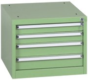 Závesný dielenský box na náradie k pracovným stolom do dielne GL, 4 zásuvky, 565 x 580 x 450 mm