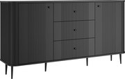 Komoda Vesper 160 cm so zásuvkami na nožičkách - čierna / čierne nohy