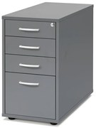 Kancelársky kontajner FLEXUS, 4 zásuvky, 720x400x800 mm, šedý
