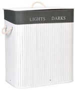 Kôš na bielizeň bambusový 2-priehradkový biely / sivý