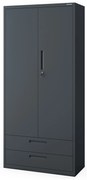 Kovová skriňa MEGAN – antracitová, dvojitá zásuvka, 195 cm