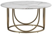 Biely/v zlatej farbe okrúhly konferenčný stolík s doskou v dekore mramoru ø 79 cm Gwyneth – CosmoLiving by Cosmopolitan
