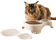 Rotho Miska na krmivo a vodu pre psov a mačky, dvojitá s vekom, SALLY - krémová