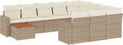 vidaXL 11-dielna sada záhradného nábytku s vankúšmi, béžová, polyratan