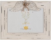 Béžový antik drevený fotorámik s anjelskými krídlami - 24*3*19 cm / 18*13cm