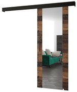Posuvné dvere 90 cm Sharlene II (drevo old style + čierna matná + čierna) (so zrkadlom). Akcia -6%. Vlastná spoľahlivá doprava až k Vám domov. 1043678