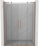 Mexen Velar L Duo, posuvné sprchové dvere do otvoru 150 cm, 8mm číre sklo, medená matná, 871-150-003-02-65
