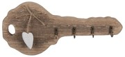 Hnedý drevený nástenný vešiak na kľúče v tvare kľúča - 30*4*14 cm