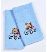 Uterák froté pre deti s výšivkou, Méďa, modrý, 30 x 50 cm