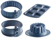 Coox Forma na koláč + Forma na bábovku + Miniforma na tortu so skleným dnom + Forma na tartalette, modrosivá (800011881)