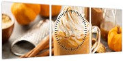 Obraz - Tekvicové latte (s hodinami) (90x30 cm)