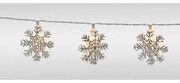 Reťaz so svietiacimi snehovými vločkami, 120 cm, teplá biela, na batérie