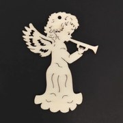 AMADEA Drevená ozdoba anjel s rúrkou 6 cm
