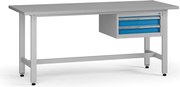 Výškovo nastaviteľný dielenský stôl G5, 1800 x 750 x 800-1000 mm, 1x kontajner, 2 zásuvky, modrá