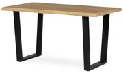 Stůl jídelní, 140x80x75 cm, MDF, kov, divoký dub, černá