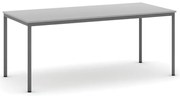 Jedálenský stôl, 180x80 cm, tmavo sivá podnož, sivá