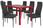 Jedálenský set 1 + 6 Belini červený / čierne Moderno MOD/0/ZES/R/6B