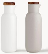 Dávkovače na olej a ocot z porcelánu a akáciového dreva, 2 ks