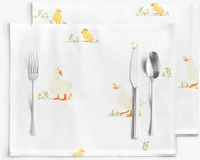 Goldea veľkonočné prestieranie na stôl 100% bavlnené plátno - kačice - sada 2ks 30 x 40 cm