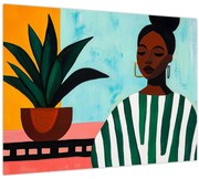 Obraz - Žena s kvetinou (70x50 cm)