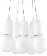Závesné svietidlo Diego 5, biele telo svietidla