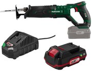Parkside® Aku chvostová píla 20 V Pssa 20-Li B2 + Akumulátor 20 V/2 Ah PAP 20 B1 + Nabíjačka na akumulátor 20 V/2,4 A PLG 20 C1 (800011528)
