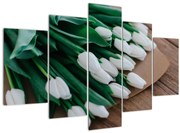 Obraz kytice bielych tulipánov (150x105 cm)