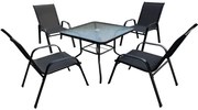 Záhradný set TAVERNO 1 + 4, stôl 80x80 cm, čierny