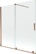 Mexen Velar, 2-krídlová posuvná vaňová zástena 160 x 150 cm, 8mm číre sklo, ružové zlato, 896-160-000-01-60