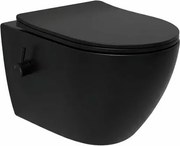 WC s bidetom závesné SAT Fusion čierna mat so zadným odpadom SATFUS11BFCBKM