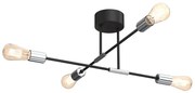 Luster na tyči FLAME 4xE27/60W/230V čierna/lesklý chróm