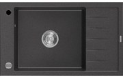 Mexen Elias granitový jednokomorový drez s krátkym odkvapkávačom 795 x 480 mm, Čierna škvrnitá - 6511791005-76