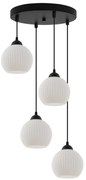 Závesné svietidlo Riffle Round, 4x biele sklenené tienidlo, b, o