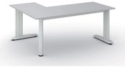 Rohový kancelársky písací stôl PRIMO FLEXIBLE, 180x140 cm, sivá