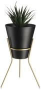 KOVOVÝ KVETINÁČ SO STOJANOM LOFT 24X16 CM ČIERNA/ZLATÁ