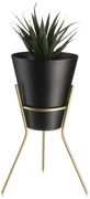 KOVOVÝ KVETINÁČ SO STOJANOM LOFT 24X16 CM ČIERNA/ZLATÁ