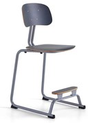 Školská stolička YNGVE, lyžinová podnož, strieborná, jaseň, V 610 mm