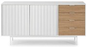 Nízka komoda v dekore duba v bielo-prírodnej farbe 159x80 cm Sierra – Teulat