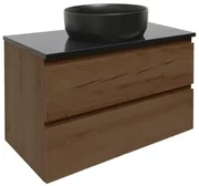 Kúpeľňová skrinka s technickým kameňom SAT B-Wa 99x30x45 cm matný orech BWAY100NUTTK