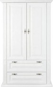 Biela šatníková skriňa z masívu s dvomi zásuvkami, 109x54x210 cm