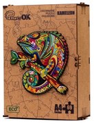 017464 3D drevené puzzle handmade - Chameleón A4