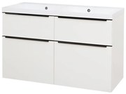 Mereo Mailo, kúpeľňová skrinka s umývadlom z liateho mramoru 121 cm, biela, čierne madlo, MER-CN513MB